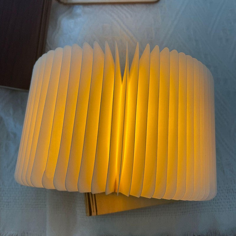 Led livro de madeira lâmpada criativa usb dobrável luz leitura crianças anive