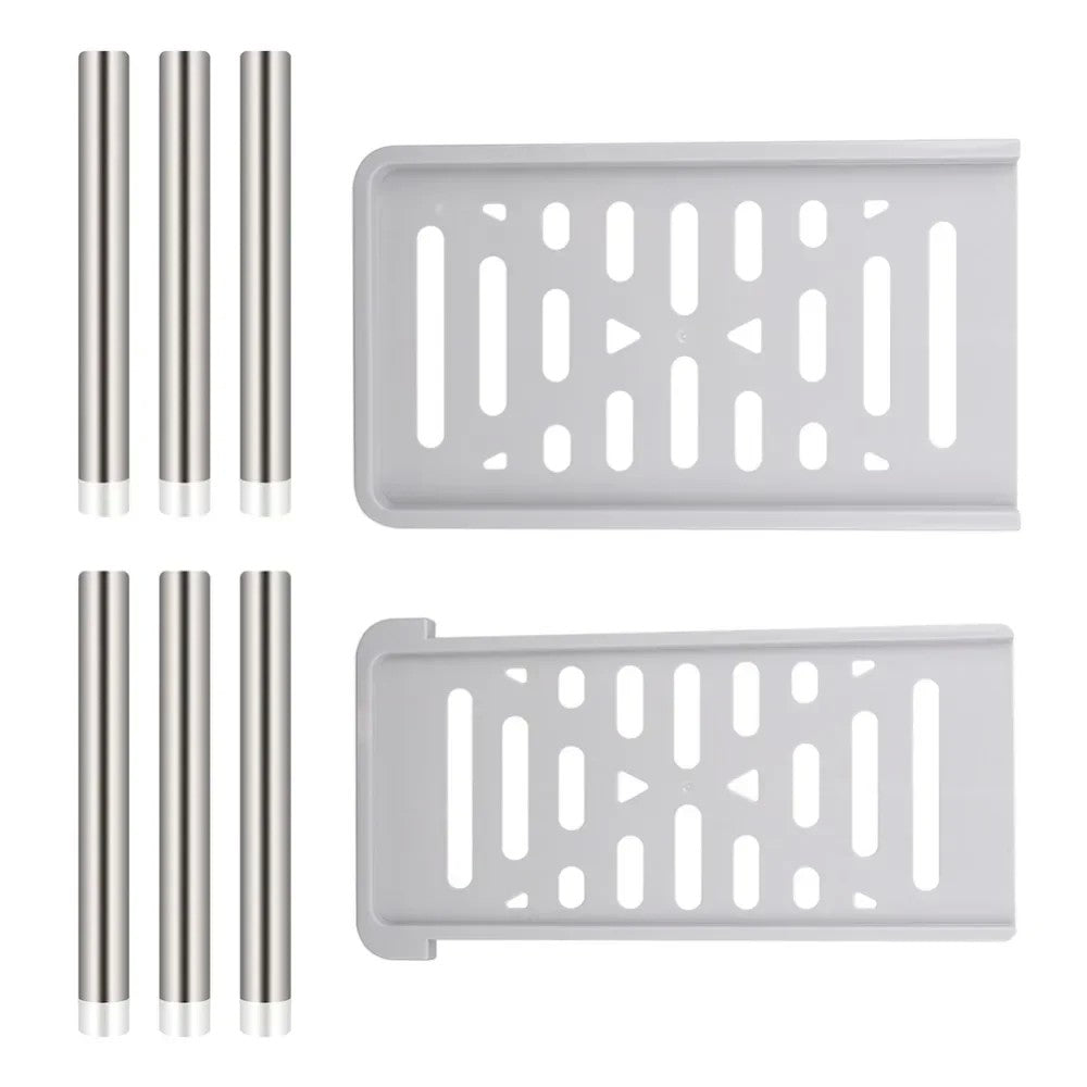 Prateleira de armário expansível 35cm a 61cm, organizador de prateleira de plástico para armário de cozinha, rack de armazenamento multifuncional para armários de cozinha