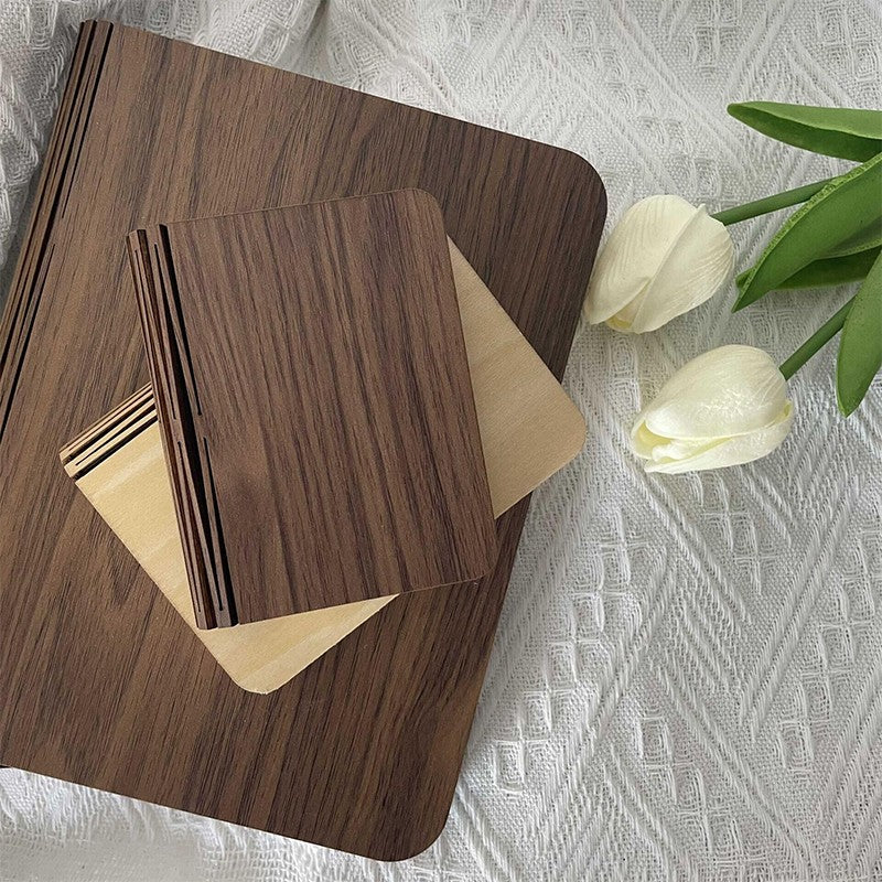 Led livro de madeira lâmpada criativa usb dobrável luz leitura crianças anive