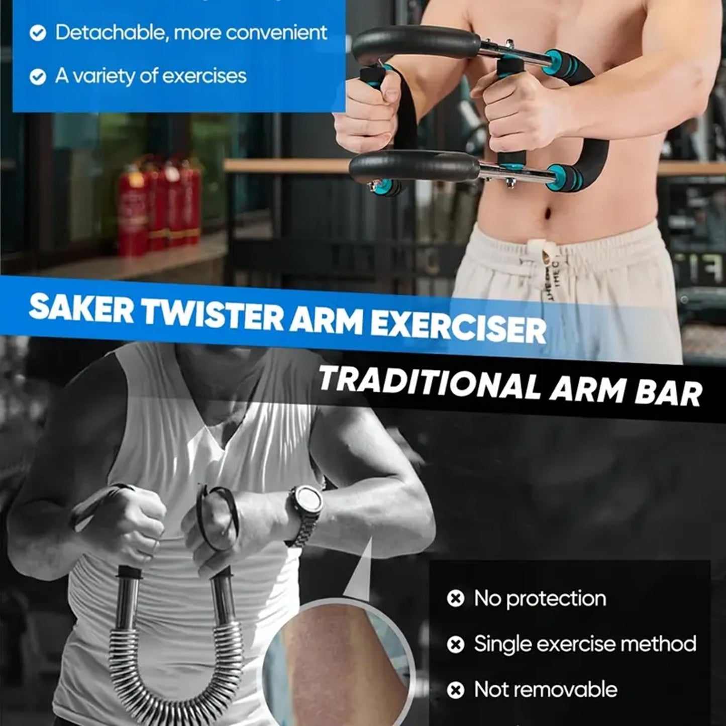 U forma de mão pinça fortalezas twister braço trainer power twister barra equ