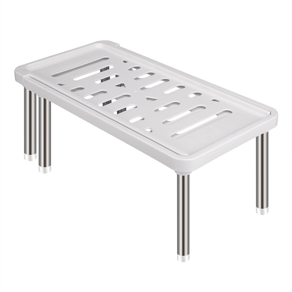 Prateleira de armário expansível 35cm a 61cm, organizador de prateleira de plástico para armário de cozinha, rack de armazenamento multifuncional para armários de cozinha