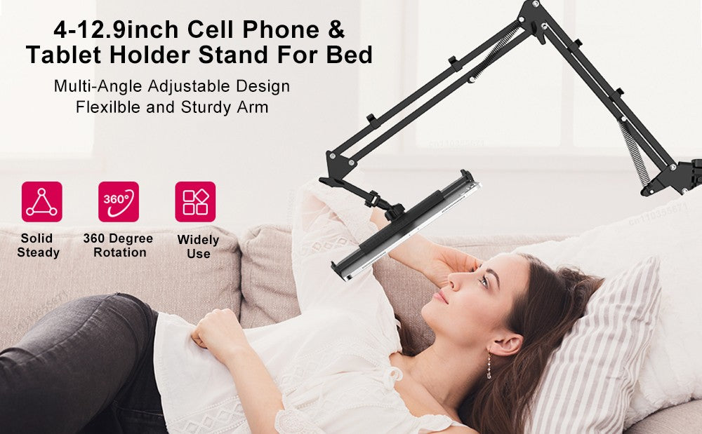 Suporte para tablet para cama, suporte giratório para telefone para 4-12.9 "ipa